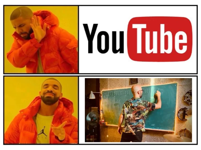 Una foto del Meme Profesor de Batería Vs Youtube