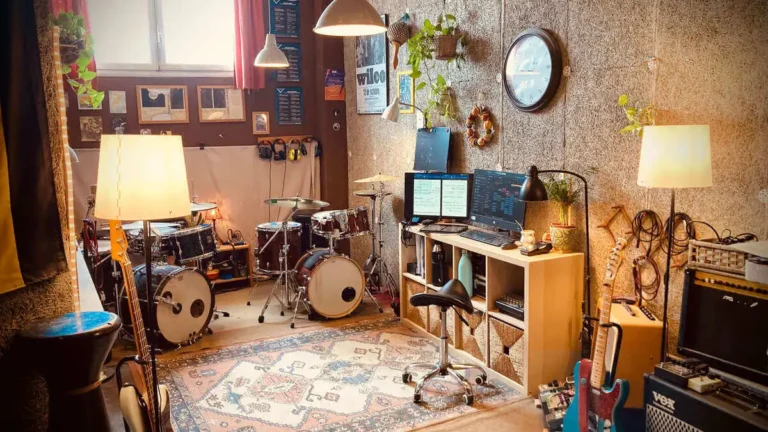 Foto del estudio de batería en Barcelona con equipo profesional